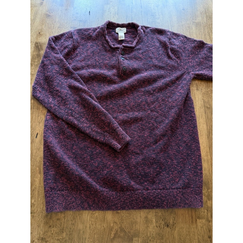 L.L.Bean Men's Knit Roll Neck Fisherman Button Pullover Sweater XL Tall